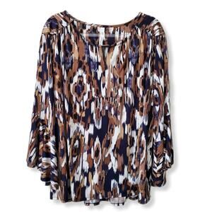 New Direction Women Tunic Top 3X Multicolor Modern Boho Dressy Career Neutral